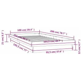 vidaXL Massivholzbett 100 x 200 cm Braun