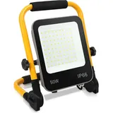 TolleTour Fluter stativ led Fluter Flutlicht 50W Kaltweiß Gelb Stativ Baustrahler Scheinwerfer Baulampe Außenbereich Innen Garten Garage