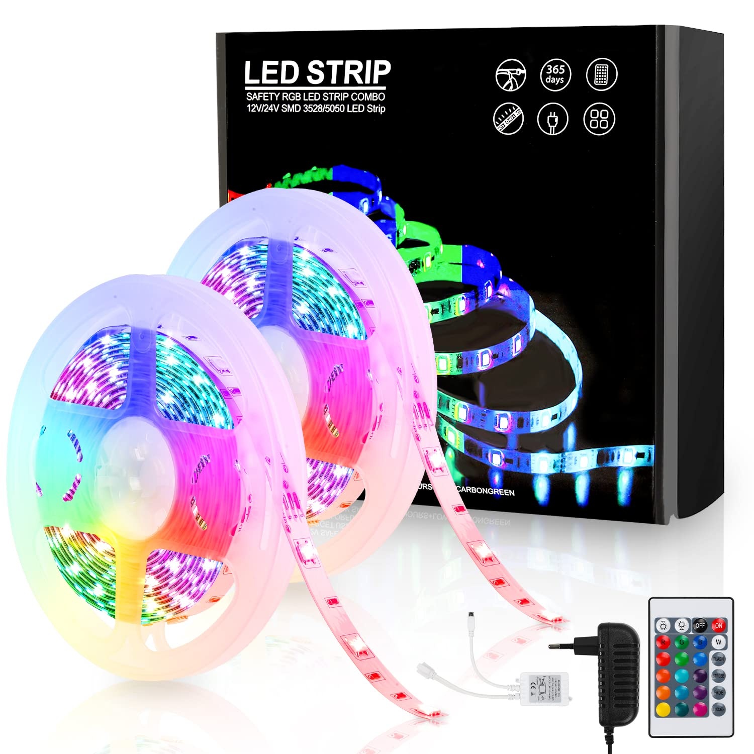 Jopassy LED Streifen 20M,RGB LED Strip Selbstklebend SMD 5050,Farbwechsel led band mit Fernbedienung rgb LED lichtband Leiste für die Beleuchtung von Haus,Party,Küche,TV Hintergrundbeleuchtung