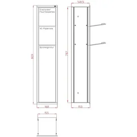 EMCO Asis 150 WC-Modul 809 x 16,8 cm Aluminium/Optiwhite Glas