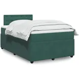 vidaXL Boxspringbett mit Matratze Dunkelgrün 140x200 cm Samt