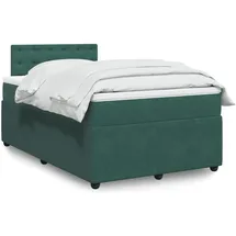 vidaXL Boxspringbett mit Matratze Dunkelgrün 140x200 cm Samt