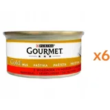 GOURMET Gold Nassfutter mit Rind Mousse für adulte Katzen 6x85 g