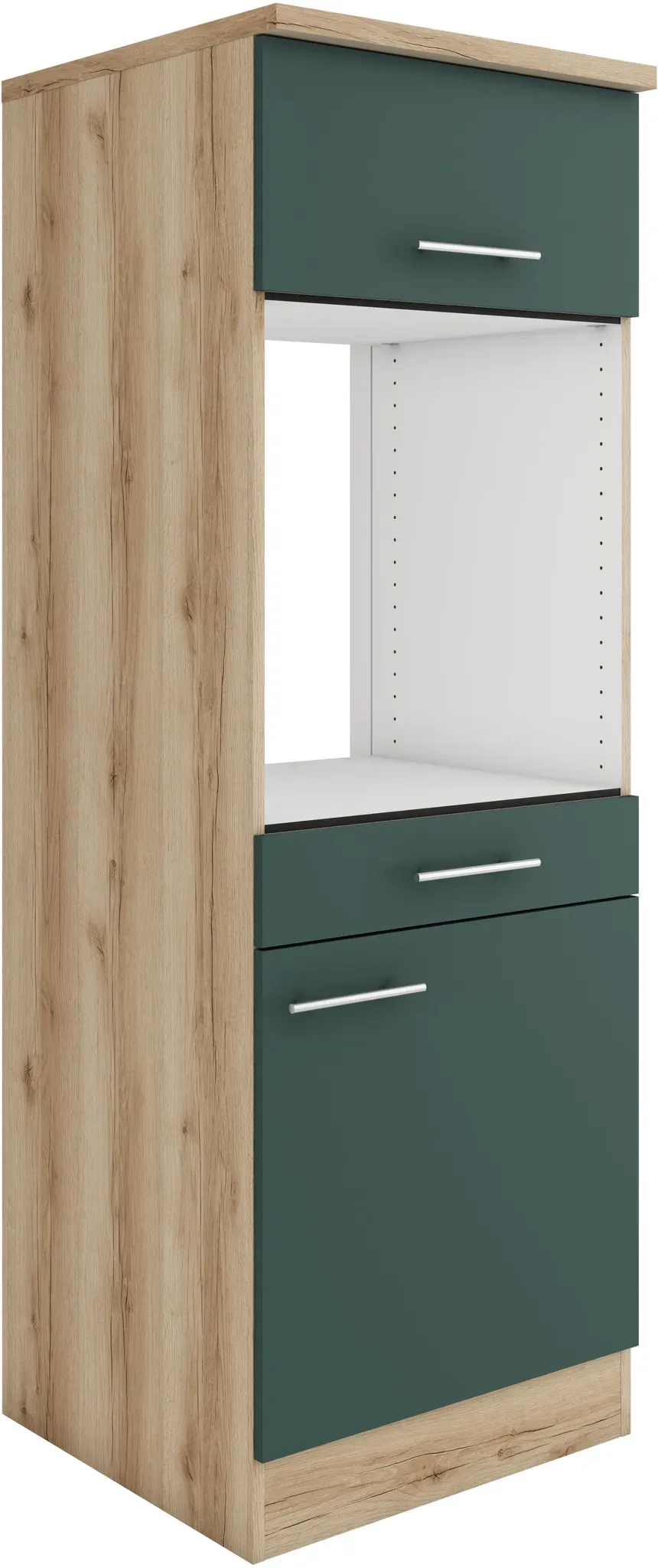 Midischrank OPTIFIT "Bella" Schränke Gr. B/H/T: 60cm x 174,4cm x 60cm,, grün (steingrün, wildeiche, wildeiche) Breite 60 cm, Nischenmaße BTH 56,755,559,2 cm