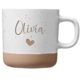 Personalisierte Tasse mit Namen | Geschenk beste Freundin & Ehefrau | Tasse mit Gravur und Herz | Steingut Kaffeetasse | Geschenk Geburtstag Frauen Tasse (Name+Herz)