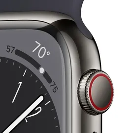 Apple Watch Series 8 GPS + Cellular 41 mm Edelstahlgehäuse graphit, Sportarmband mitternacht
