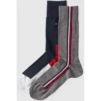 Socken mit Kontrast-Elementen im 2er-Pack, Mittelgrau, 43-46