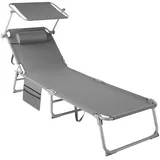 Tectake tectake® Sonnenliege, klappbar, 4-fach verstellbare Rückenlehne mit Seitentasche
