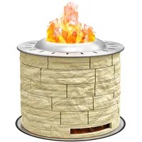 Outsunny Rauchfreie Feuerschale, Feuerstelle, Holz brennender Feuerkorb Tischfeuer mit