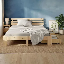 Homestyle4u Holzbett 160 x 200 cm Braun