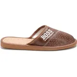 Herren Kunstleder Hausschuhe Pantoffeln Klassische Slippers BOSS Braun Gr.47 - Braun - 47