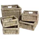 Buri Rattankörbe-Set 5-tlg. Aufbewahrungskorb 30 x 32 x 29 cm braun