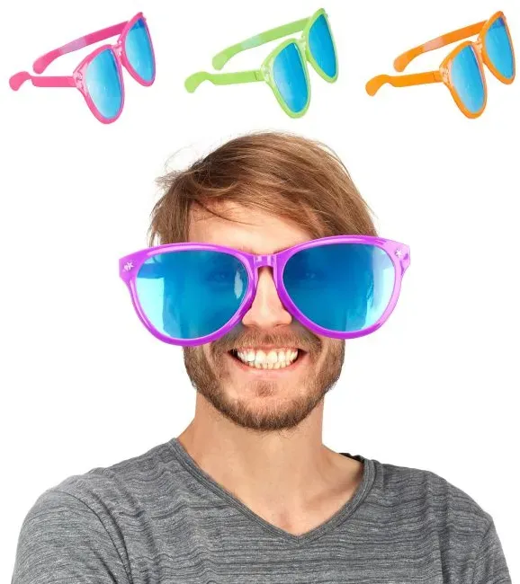 Relaxdays 24 x Riesenbrille Grün,Lila,Pink