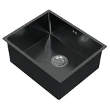 Hago Edelstahl 50 x 40 mm Einbauspüle Anthrazit Handbetätigung 500 x 400 mm