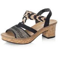 Rieker Damen Riemchensandalen 638C7, Frauen Sandalen,Sommerschuhe,Freizeitschuhe,offene Schuhe,Strandschuhe,schwarz Kombi (00),40 EU / 6.5 UK - 40 EU