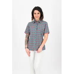 Outdoorbluse DEPROC ACTIVE "SUDBURY II WOMEN", Damen, Gr. 34 (XS), bunt (türkis, rot), 93%u00a0Polyester; 7%u00a0Elasthan, Kurzarm, Blusen, auch in Großen Größen erhältlich