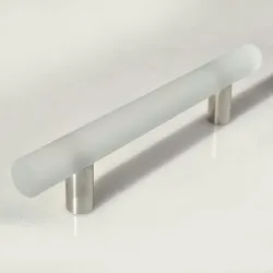 Möbelgriff Edelstahl Glas 200mm, Bohrabstand 128 mm, kristall matt