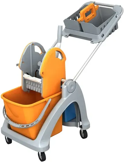 AquaSplast Einfachfahreimer 1.25 K TS orange blau inkl. 20 L Eimer, 6 L Eimer, Presse, Deichsel, Tragekorb
