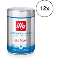 12x illy Kaffeepulver Entkoffeiniert 250g Dose gemahlen Arabica Bohnen Crema