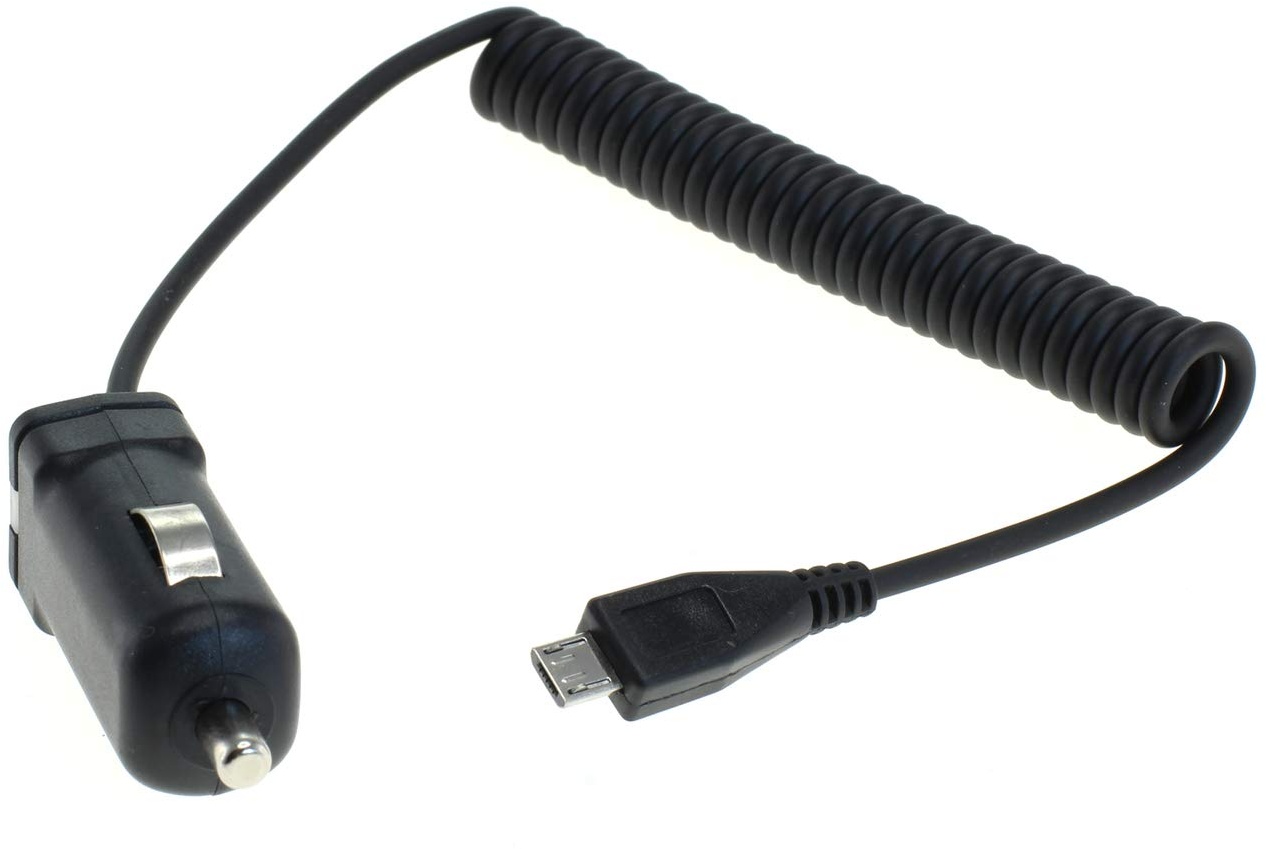 OTB - KFZ-Ladekabel Micro-USB universal - 12/24V - 1A - Spiralkabel - Schwarz