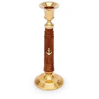 Nklaus Maritim Kerzenständer aus Holz und Messing Gold 20cm