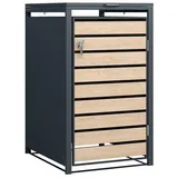 TPFGarden Mülltonnenbox LIVERPOOL (Mülltonnenverkleidung - Mülltonnenbox für 1 - in Holzoptik, Praktische Box für 240 L Tonnen - Stahl pulverbeschichtet - anthrazit), Premium Mülltonnenhaus - Maße (BxHxT): 66 x 116 x 80 cm grau 66.0 cm x 116.0 cm x 80.0 cm
