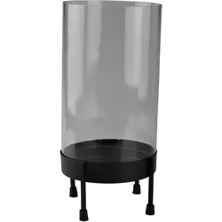 Windlicht AM DESIGN, schwarz, H:37cm Ø:16,5cm, Eisen, Glas, Kerzenhalter, Stumpenkerzenhalter aus Eisen und Glas