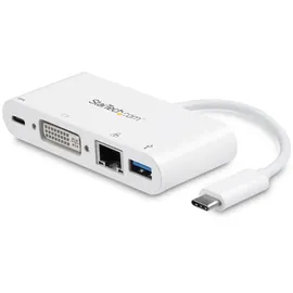 Startech StarTech.com USB-C Multiport Adapter - USB-C auf DVI-D (Digital) Video Adapter mit 60W Power Delivery(Stromversorgung), GbE, USB-A - Tragbares USB-C/Thunderbolt 3 Mini Laptop Dock (DKT30CDVPD)
