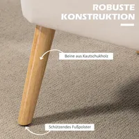Homcom 2-Sitzer Stoffsofa Polstersofa Doppelsofa Sitzmöbel Loungesofa Holz Samtartiges Polyster Schaumstoff Cremeweiß 117 x 56,5 x 77 cm Wohnzimmer, Sofas - Couches, Sofas