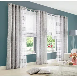 Raffrollo MY HOME "Camposa" Gr. 5, grau, B:120cm H:140cm, Voile, Obermaterial: 100% Polyester, Raffrollos, Transparent, Voile, Polyester