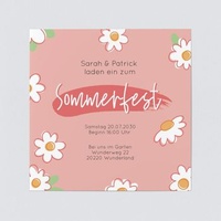 Einladungskarten Sommerfest (5 Karten) selbst gestalten, Gänseblumen - Rosa