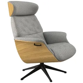 flexlux »Volden Fernsehsessel, verstellbarer Rücken- & Kopfstütze, drehbar« Rücken- und Kopfteilverstellung, Drehbar, Fuß Schwarz Armlehne Walnuss