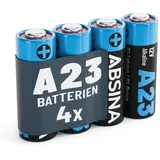 ABSINA 4X Batterie A23 für Garagentoröffner und vieles mehr - 23A 12V Batterie Alkaline auslaufsicher & mit Langer Haltbarkeit - A23S 12V Batterie, 12V 23A Batterie, L1028 23A 12V Battery, V23GA