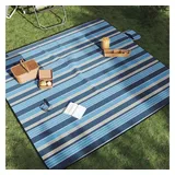 vidaXL Picknickdecke Faltbar Blau und Weiß Gestreift 200x200 cm Samt