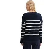 Tom Tailor Stripe Solid Mix Langarm-t-shirt - Blue Offwhite Irregular Stripe - M