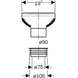 Geberit Belüftungsventil GRB90, für Silent-PP und Silent-Pro D 90mm, D1 106mm, ID 75mm