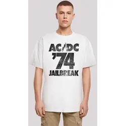 T-Shirt F4NT4STIC "ACDC Rock Band Shirt Jailbreak 74", Herren, Gr. L, weiß, Obermaterial: 100% Baumwolle, casual, oversize, Rundhals, Kurzarm ohne Bündchen, Shirts, Print