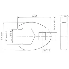BGS Hahnenfußschlüssel 12,5 mm (1/2") SW 27 mm