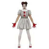 FIESTAS GUIRCA Clown mit grauem Kleid Kostüm Erwachsene Damen Größe L 40-42