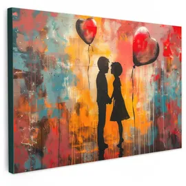 onlywow Leinwand Bilder Silhouette Liebe | Gr.: 150 x 100 cm