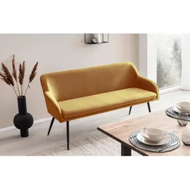 SalesFever Sitzbank Komfortable Sitzbank Samt Senfgelb 160 x 85 x 61 cm