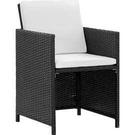 vidaXL Polyrattan Set 11-tlg. schwarz/cremeweiß