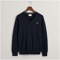 GANT Klassischer V-Neck Pullover aus Baumwolle - Blau - M,