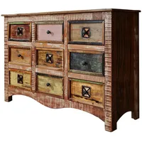 MASSIVMOEBEL24.DE Kommode 130 x 85 x 40 cm Mehrfarbig