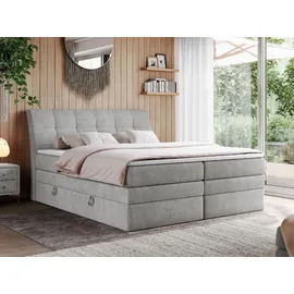 MKS Meble Boxspringbett Hellgrau, Textil, 2-Sitzer, H4, Rechteckig, 180x200 cm, Schlafzimmer, Betten, Boxspringbetten