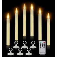 Cosylive LED Stabkerzen mit Fernbedienung und Timerfunktion, 6 Stück Elfenbein Magnetfuß Flammenlose Kerzen Batteriebetrieben Kerzen für Weihnachten Halloween Abendessen Hochzeitsfeier Dekoration