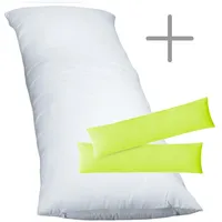EXKLUSIV HEIMTEXTIL 2 Kissenbezüge inkl. Füllkissen Seitenschläferkissen Stillkissen 40 x 145 cm Apfelgrün