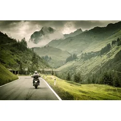 Fototapete PAPERMOON "Motorrad in Landschaft", bunt, B:4,00m L:2,60m, Vlies, Tapeten