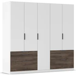 Kleiderschrank RAUCH "Koda", weiß (alpinweiß, atlantic oak dunkel), B:226cm H:210cm T:54cm, Holzwerkstoff, Schränke, mit symmetrisch angeordneten Schubladen MADE IN GERMANY