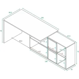 Dmora Eckschreibtisch Vallejo Weiß